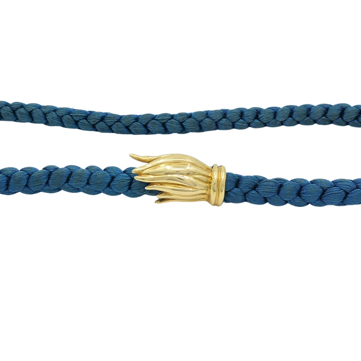 Tiffany & Co. 18k Gold Tulip Clasp Braided Cord Necklace