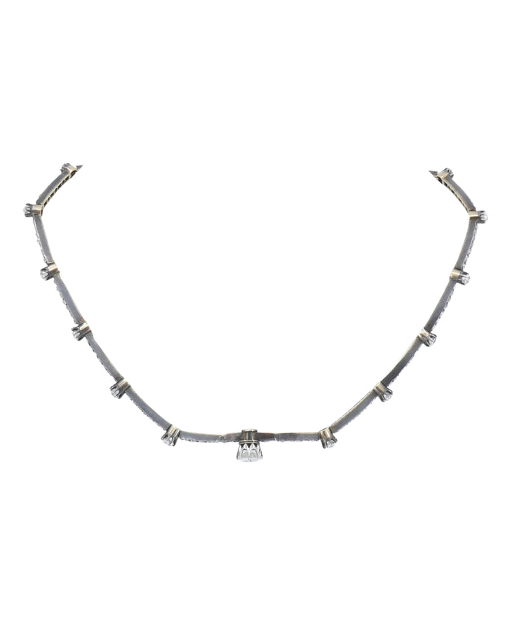Antique 18k Gold Silver Diamond Choker Necklace French Jewelry