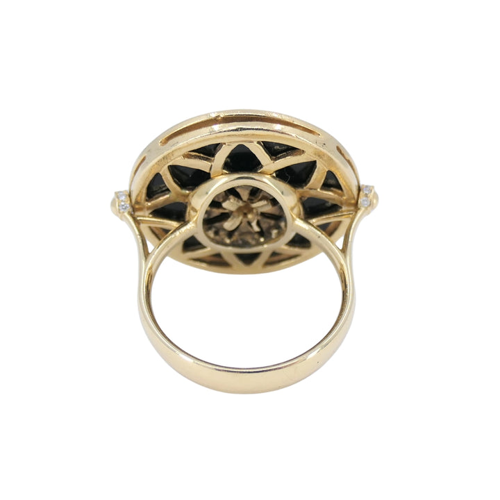 Onyx Ring 14k Gold Diamond Disk Shape