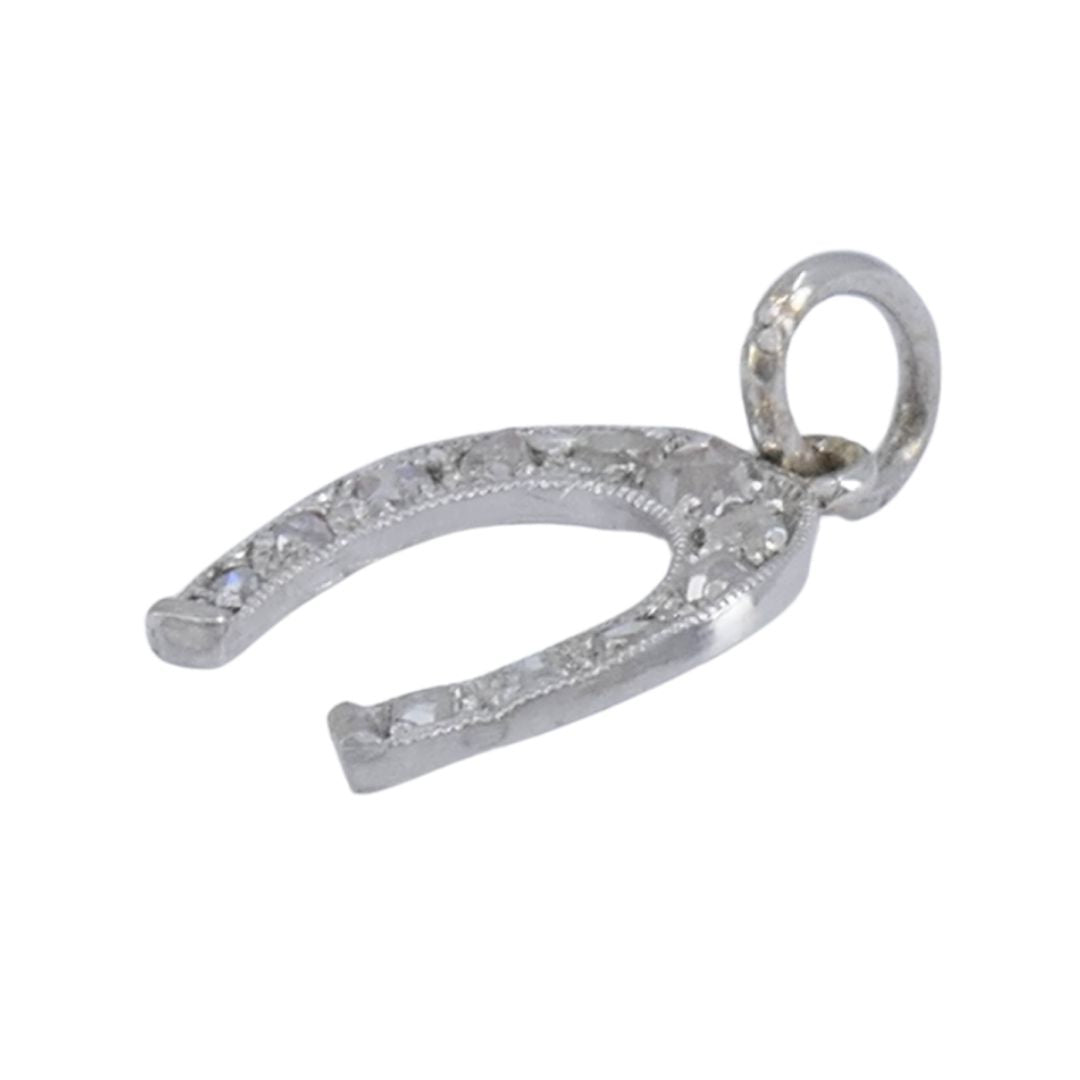Edwardian Platinum Rose Cut Diamond Horseshoe Pendant