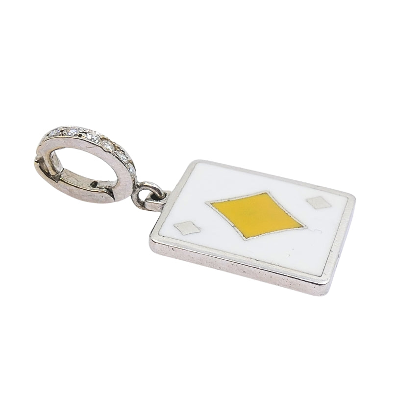 Vintage 12k Gold Playing Card Diamonds Charm Pavé Diamond Bail