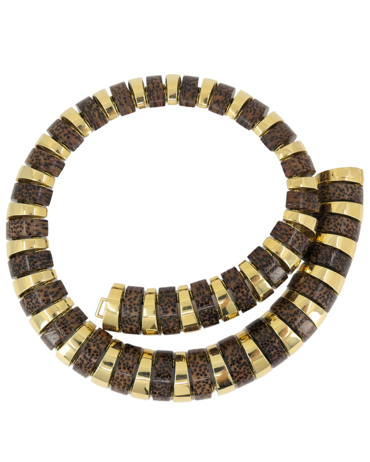 18k Gold Necklace Leopard Wood Attributed to Aletto Brothers