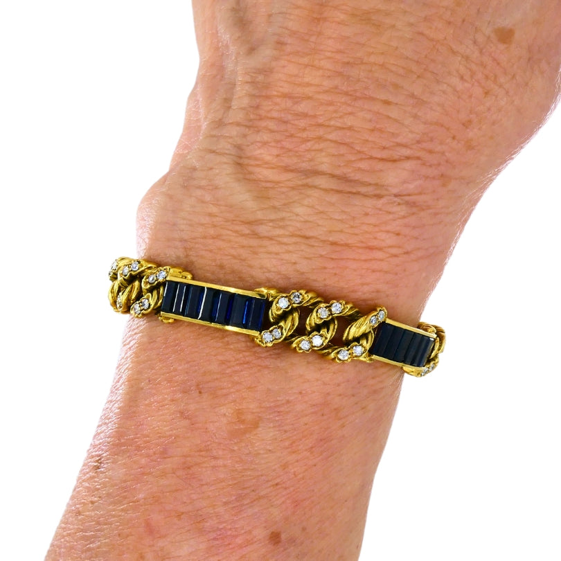 Vintage Fred Paris Bracelet Sapphire Diamond 18k Gold