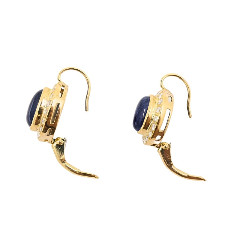 Sapphire Diamond Halo Earrings 14k Gold