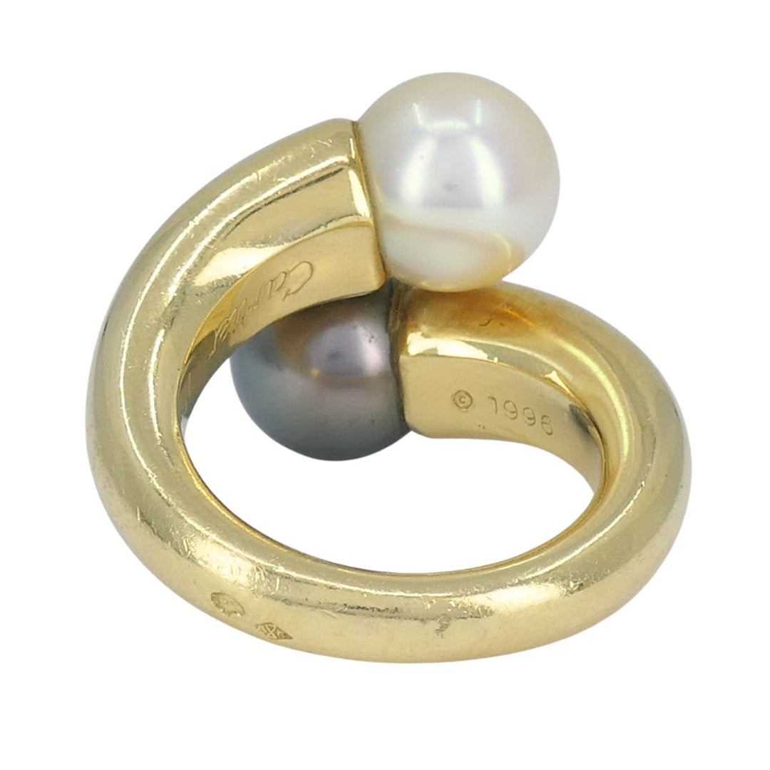 Vintage Cartier Toi et Moi 18k Gold Pearl Bypass Ring