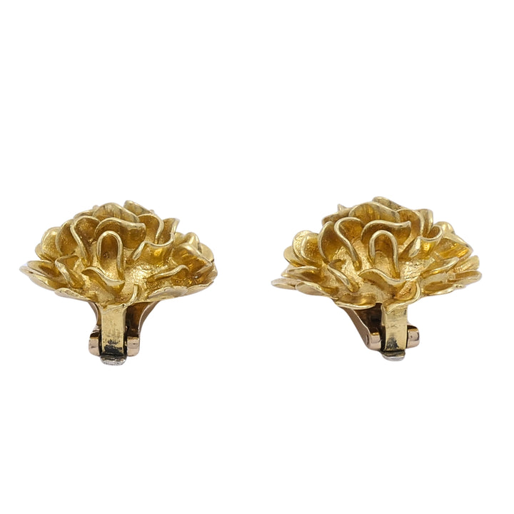 Vintage Kutchinsky 18k Gold Floral Cluster Clip-On Earrings, London