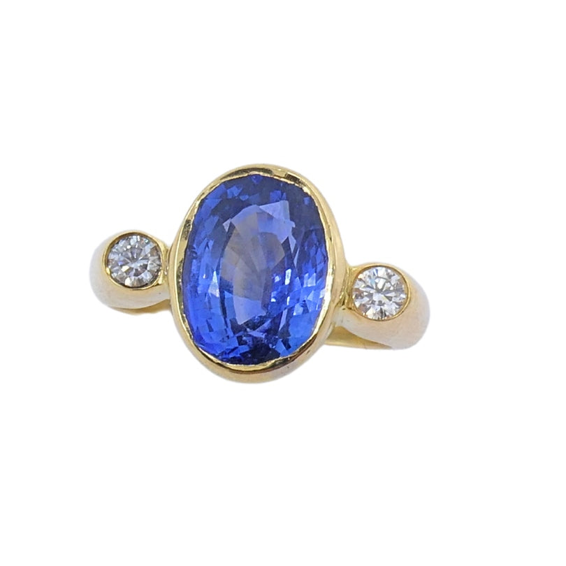 Vintage Sapphire Ring Diamond 14k Gold