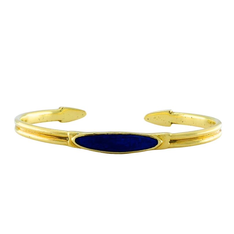 Vintage 18k Gold Blue Enamel Bangle Bracelet