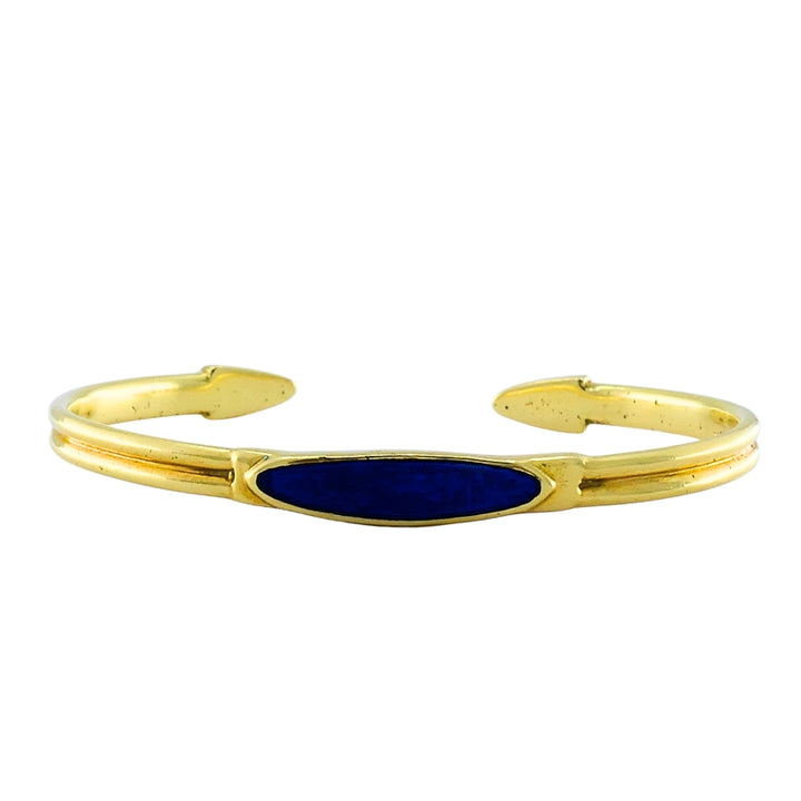 Vintage 18k Gold Blue Enamel Bangle Bracelet