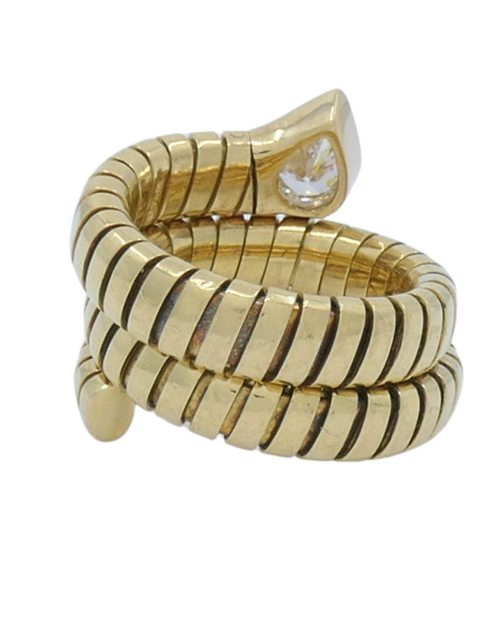 Bvlgari Bulgari Serpenti Tubogas Ring 18k Gold Diamond Size 6.25