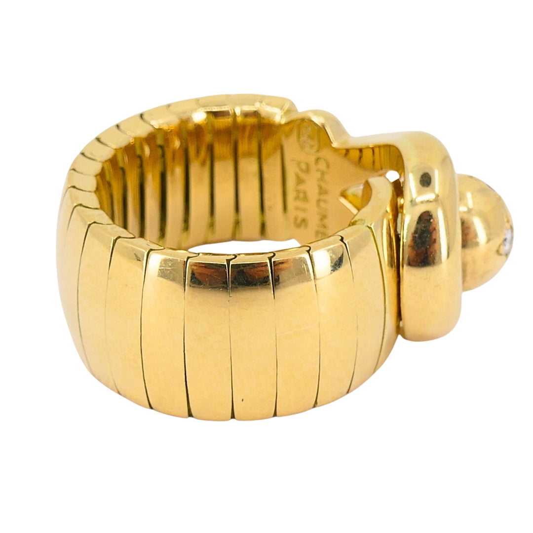 Vintage Chaumet Paris 18k Gold Buckle Ring Diamonds