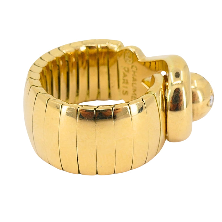 Vintage Chaumet Paris 18k Gold Buckle Ring Diamonds