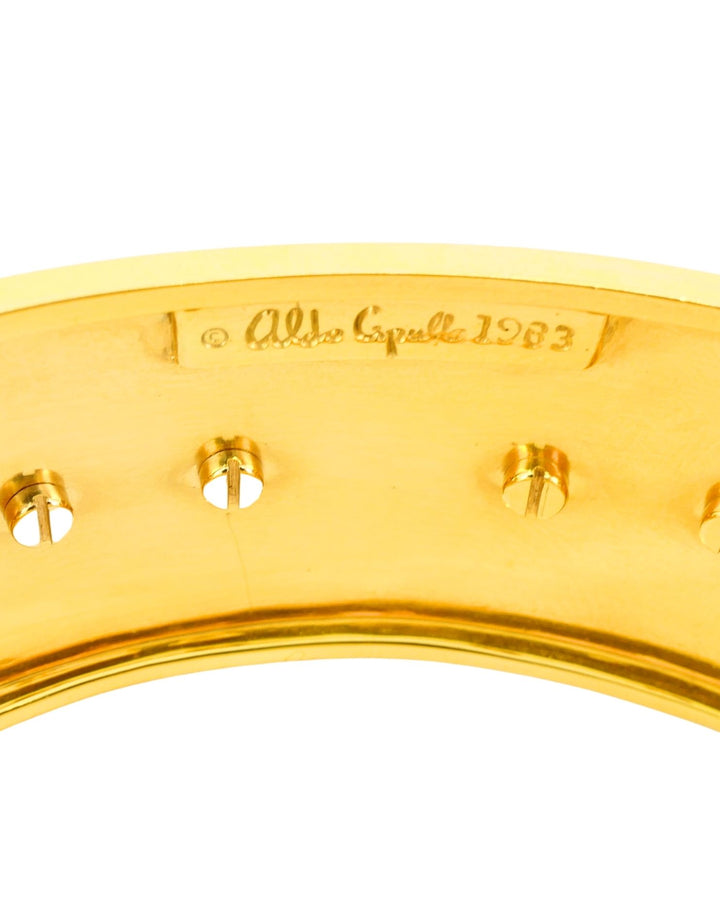 Aldo Cipullo for Cartier Hinged Bangle Bracelet 18k Gold Onyx Chrysophrase