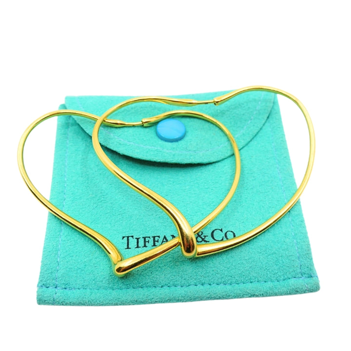 Elsa Peretti for Tiffany & Co. 18k Gold Open Heart Hoop Earrings
