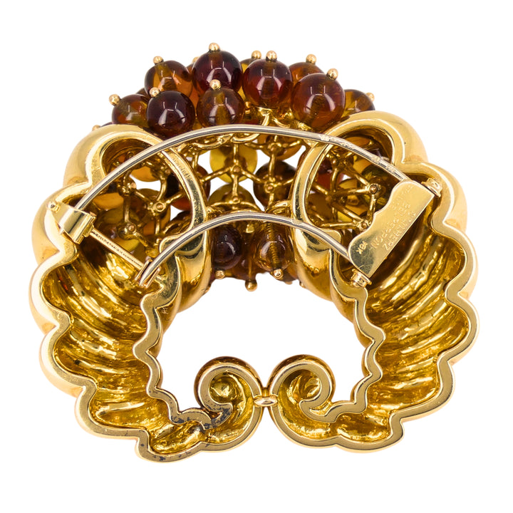 Suzanne Belperron 18k Gold Citrine Cornucopia Clip Brooch Signed “S. N. Herz Belperron”