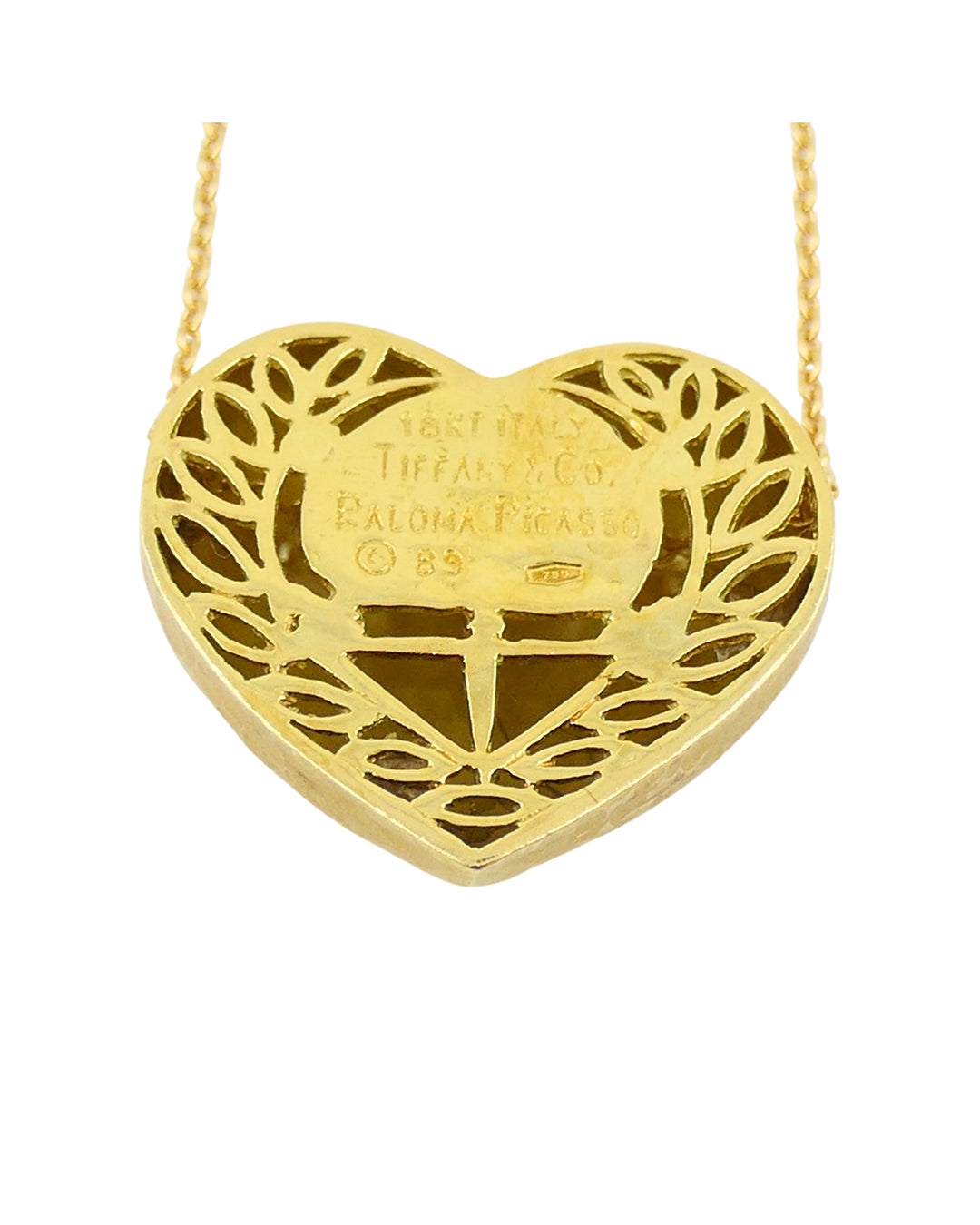 Vintage Paloma Picasso for Tiffany & Co. Gold Heart Necklace Original Pouch