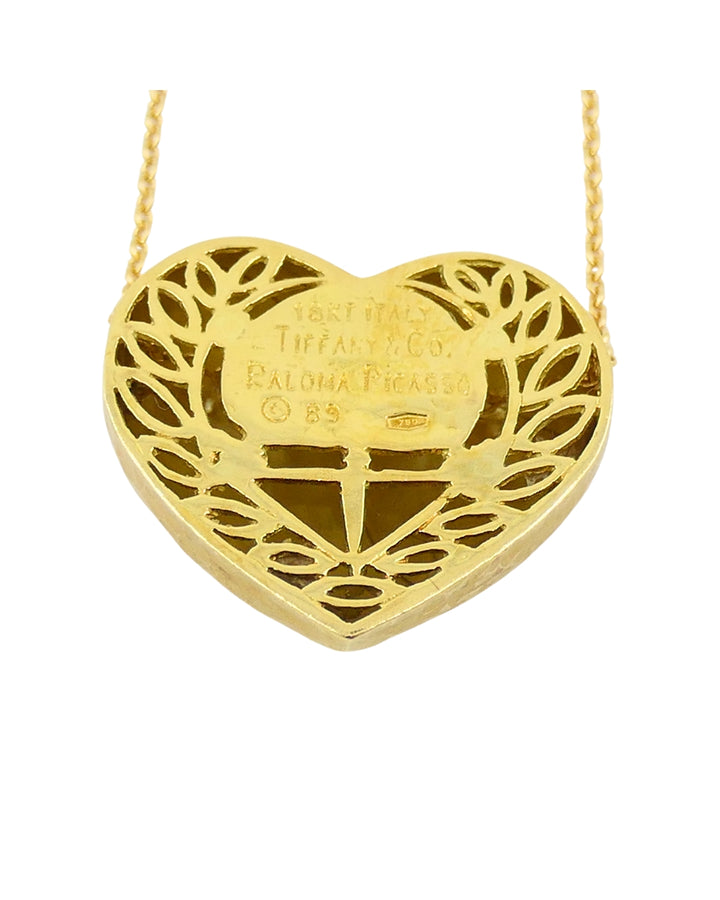 Vintage Paloma Picasso for Tiffany & Co. Gold Heart Necklace Original Pouch