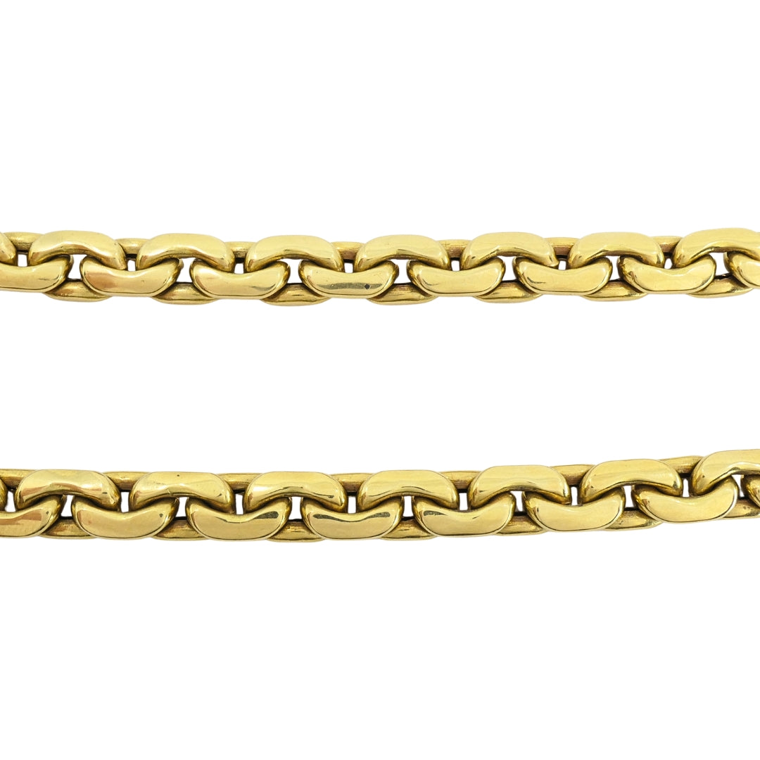 Vintage Italian 18k Gold Link Necklace Sculpted Front Element