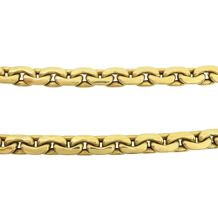 Vintage Italian 18k Gold Link Necklace Sculpted Front Element