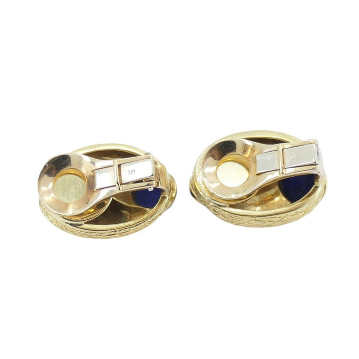 Vintage Tiffany & Co. 18k Gold Lapis Lazuli Turquoise Clip-on Earrings