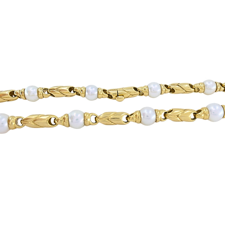 Bvlgari Bulgari Passo Doppio Pearl 18k Gold Link Necklace