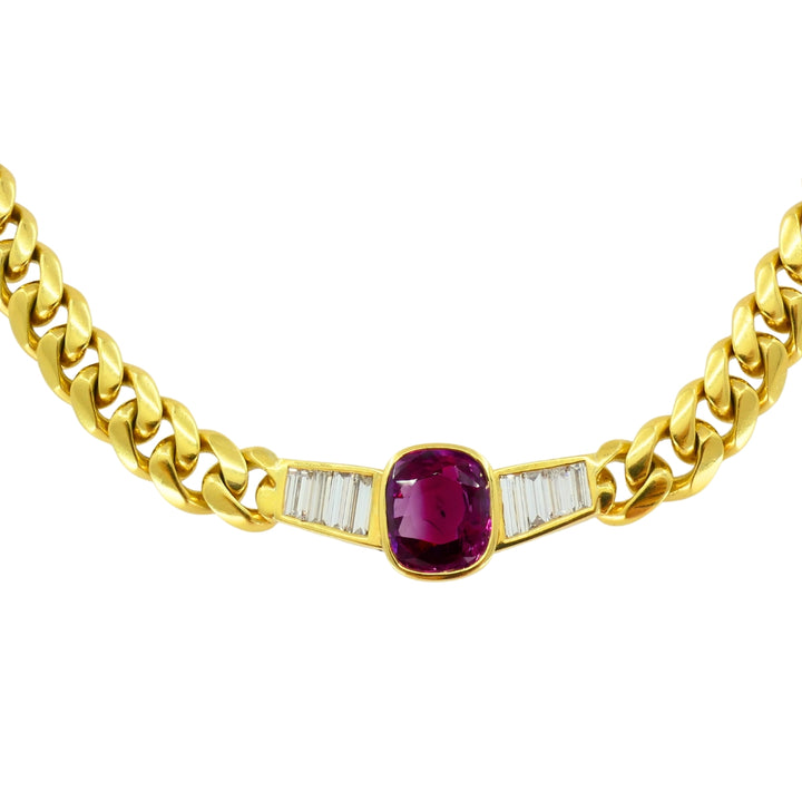 Vintage Bvlgari Bulgari Necklace Diamond Ruby 5cts