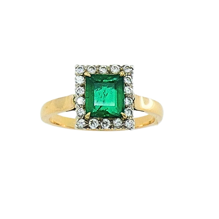 Emerald Ring Vintage 14k Gold Diamond