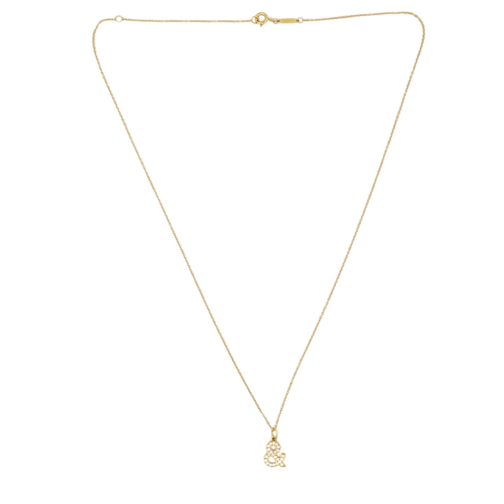 Tiffany & Co. Charm Pendant Necklace 18k Gold Diamond Ampersand Original Box