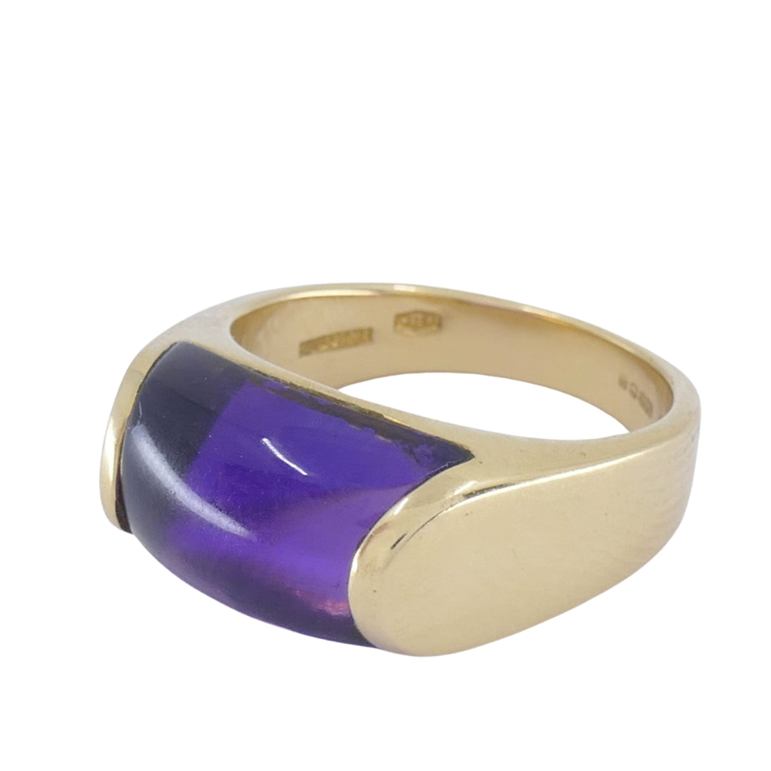 Vintage Bvlgari Tronchetto 18k Gold Amethyst Ring, Size 6.5