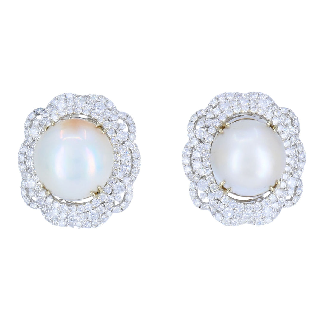 HANA 18K White Gold Mabe Pearl Diamond Drop Earrings