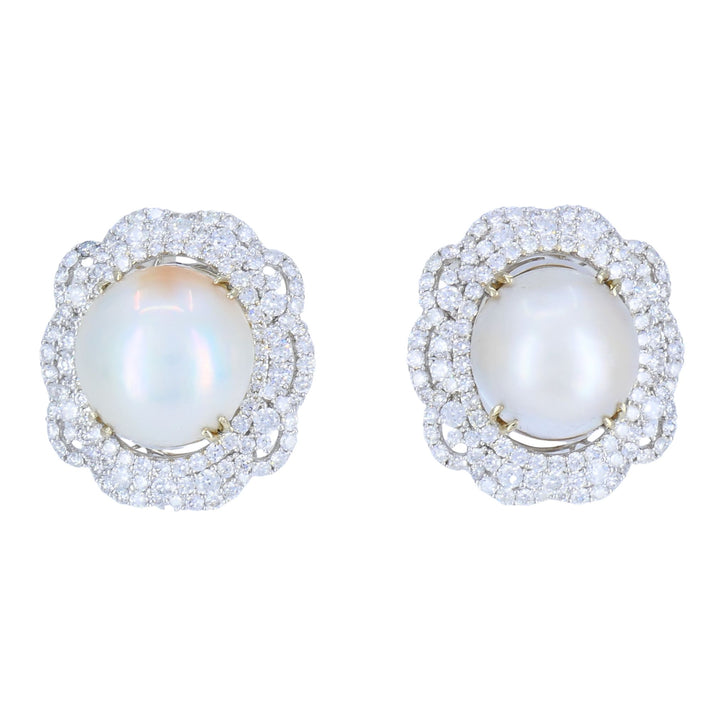 HANA 18K White Gold Mabe Pearl Diamond Drop Earrings