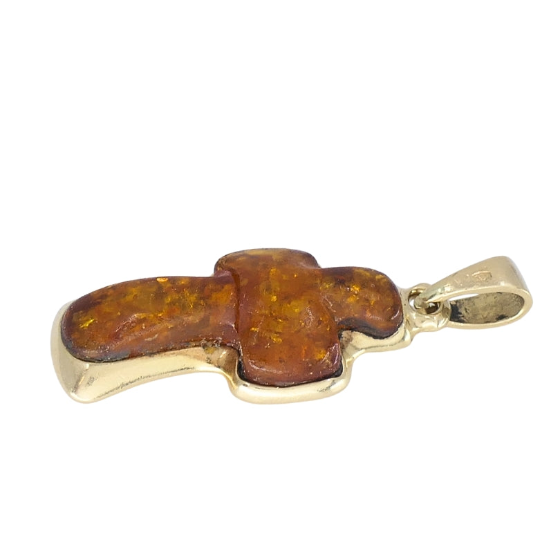 Vintage 14k Gold Baltic Amber Cross Pendant
