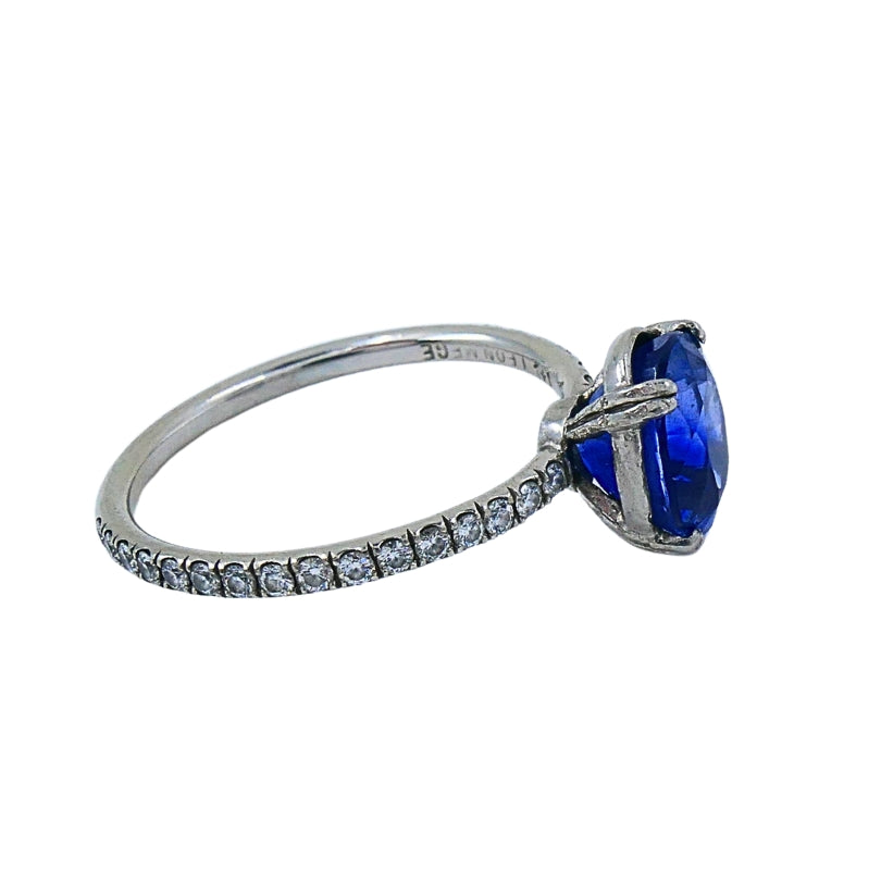 Platinum Sapphire Diamond Ring Vintage Jewelry