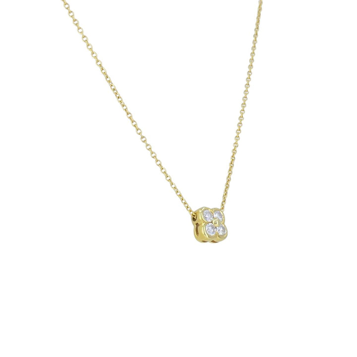 Tiffany & Co. 18k Gold Diamond Clover Flower Pendant Necklace