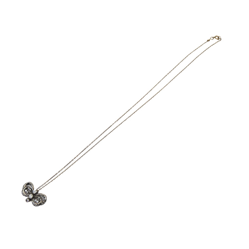 10k Gold Necklace Diamond Bow Pendant Edwardian Style