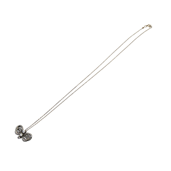 10k Gold Necklace Diamond Bow Pendant Edwardian Style