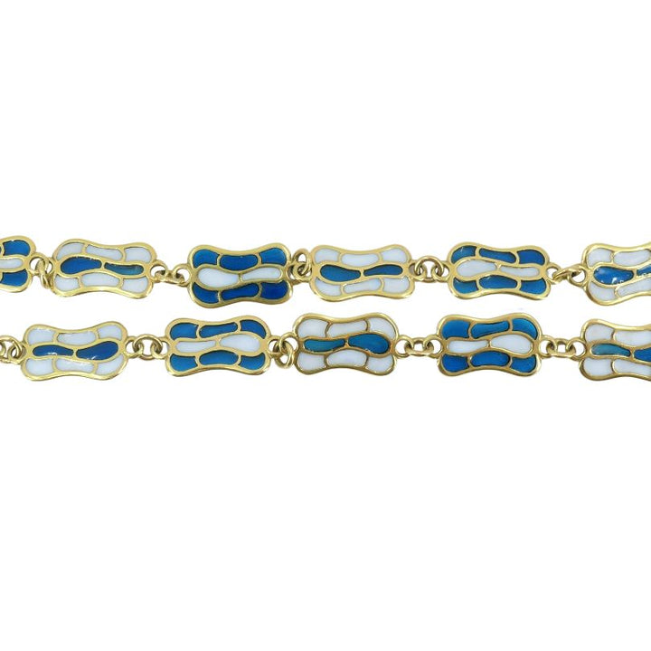 Vintage Plique-à-Jour 18k Gold Enamel Necklace