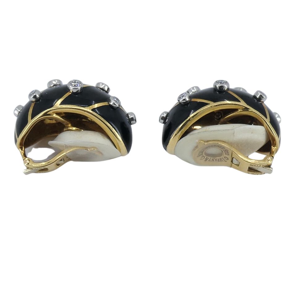 Jean Schlumberger Tiffany & Co. 18k Gold Platinum Enamel Diamond Banana Earrings