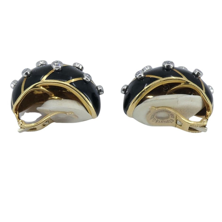Jean Schlumberger Tiffany & Co. 18k Gold Platinum Enamel Diamond Banana Earrings