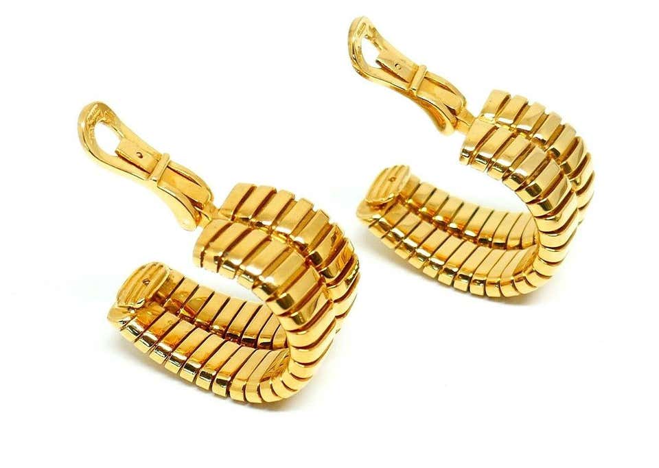 Bulgari Tubogas Yellow Gold Clip-On Hoop Earrings