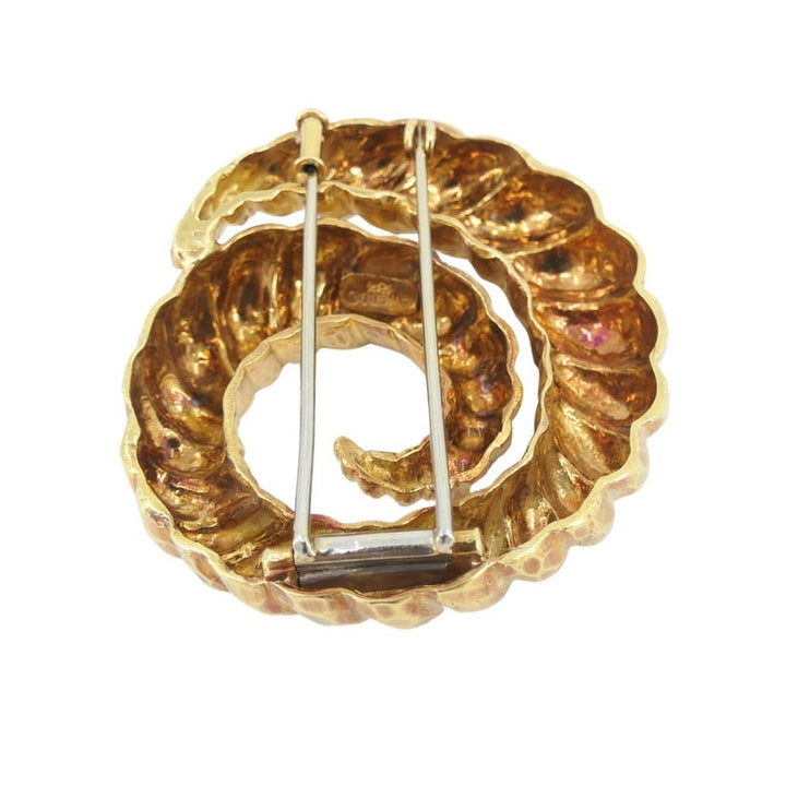 David Webb Brooch 18k Gold Spiral Design Hammered Gold
