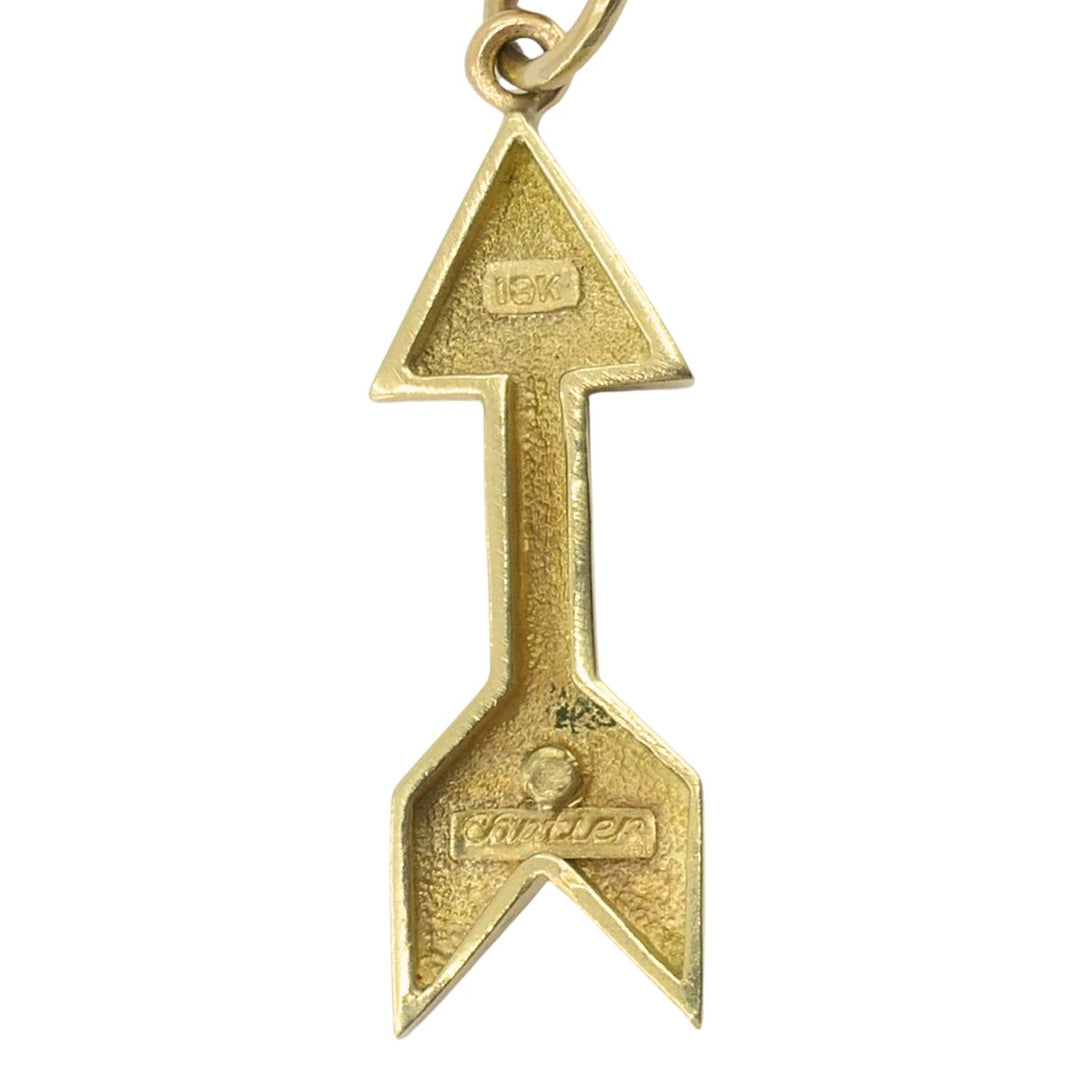 Cartier 18k Gold Arrow Pendant Black Silk Cord Necklace