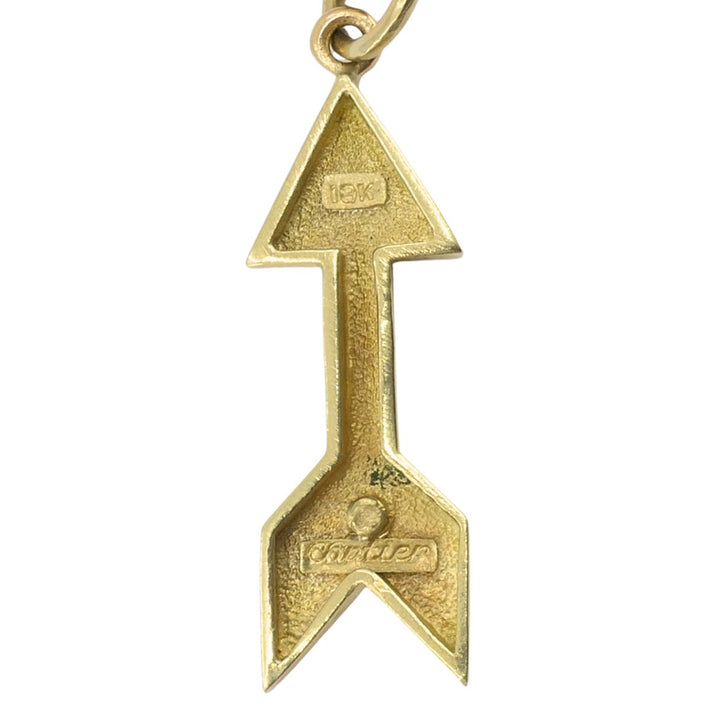 Cartier 18k Gold Arrow Pendant Black Silk Cord Necklace