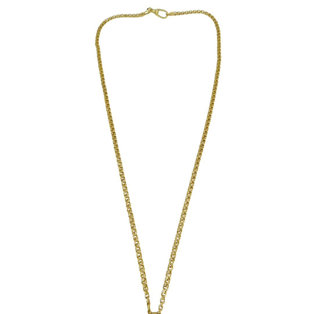 Vintage Bvlgari 18k Gold Mother of Pearl Libra Zodiac Pendant Chain Necklace