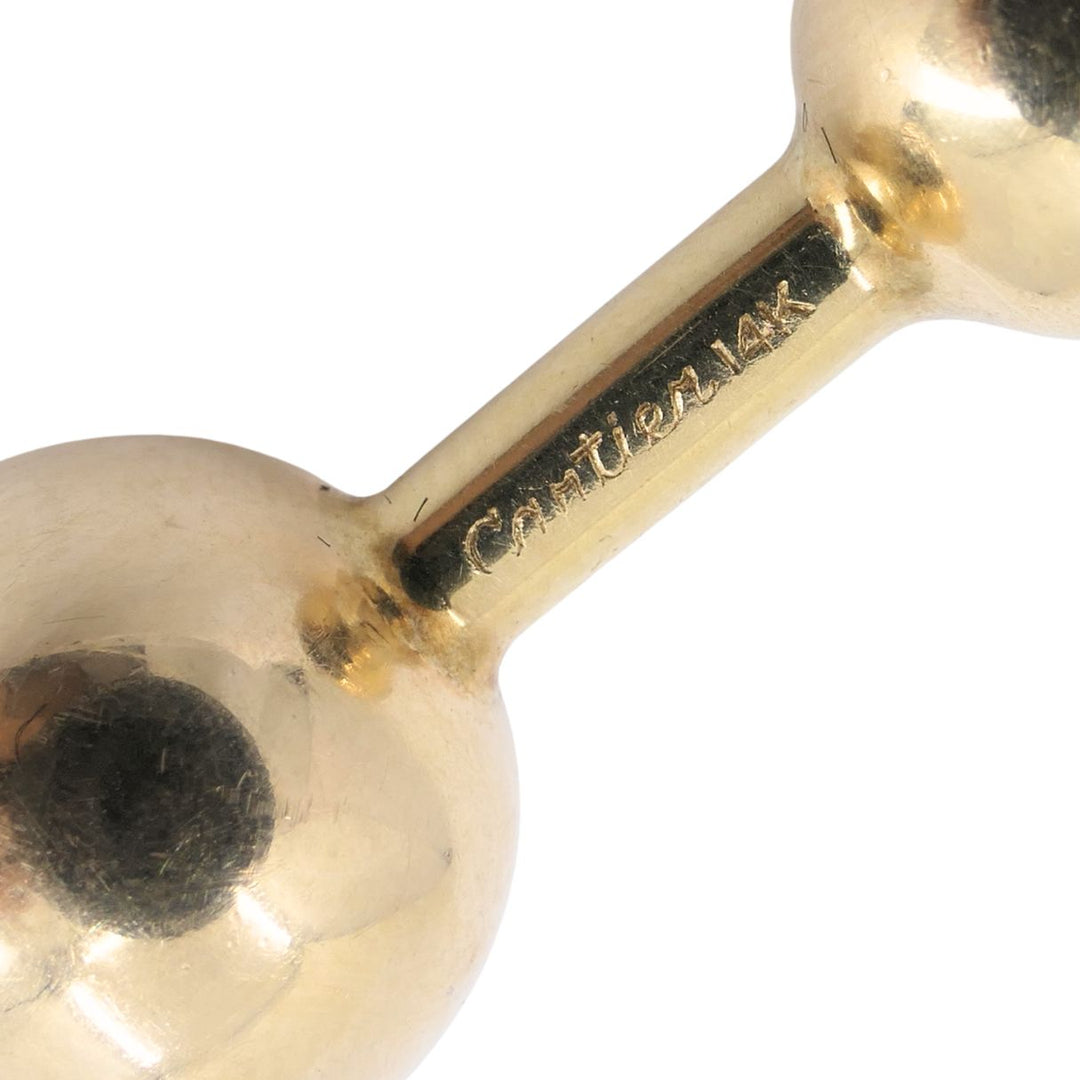Vintage Cartier 14k Gold Barbell Cufflinks, Men's Jewelry, 1970s