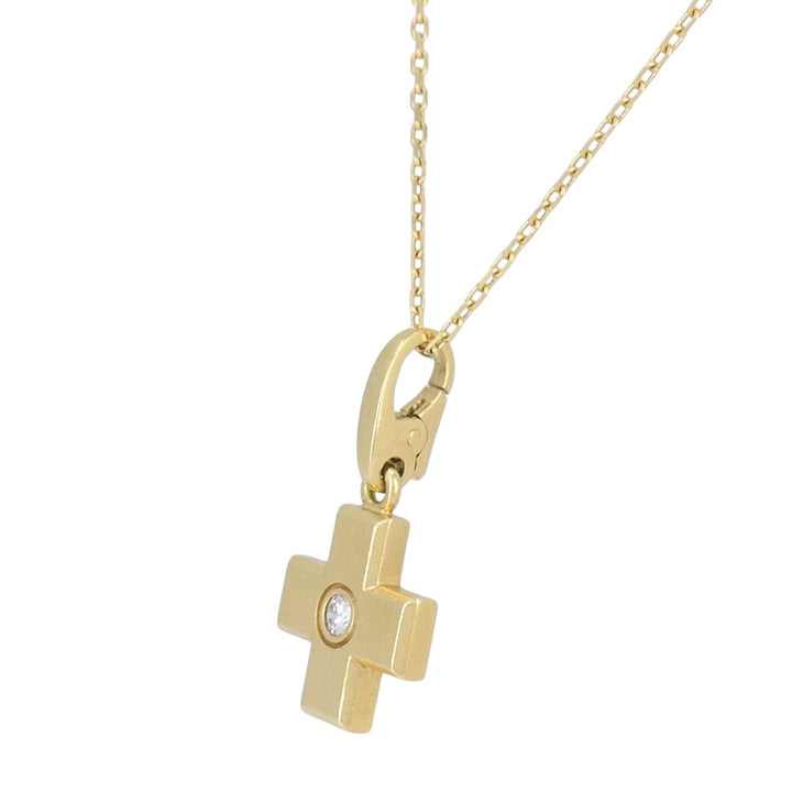 Cartier 18k Gold Diamond Cross Pendant Necklace with Certificate