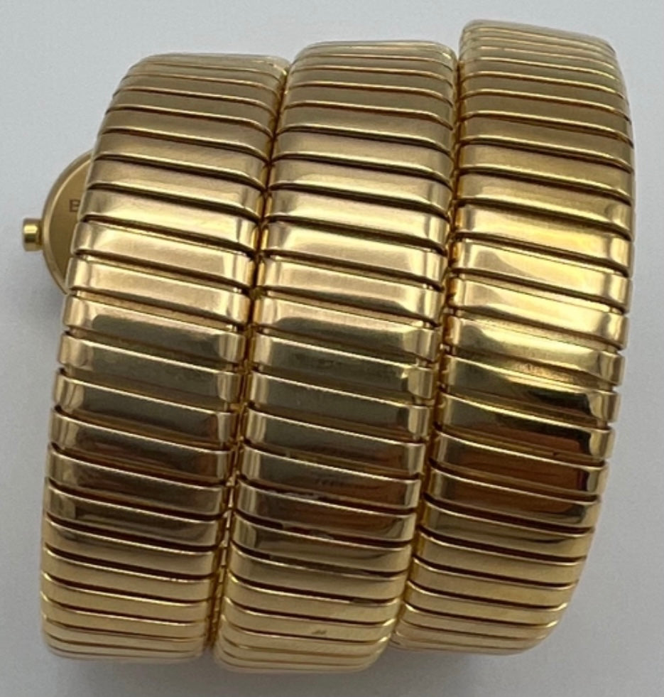 Bulgari Yellow Gold Serpenti Tubogas Wrap Around Wrist Watch w/ Diamonds