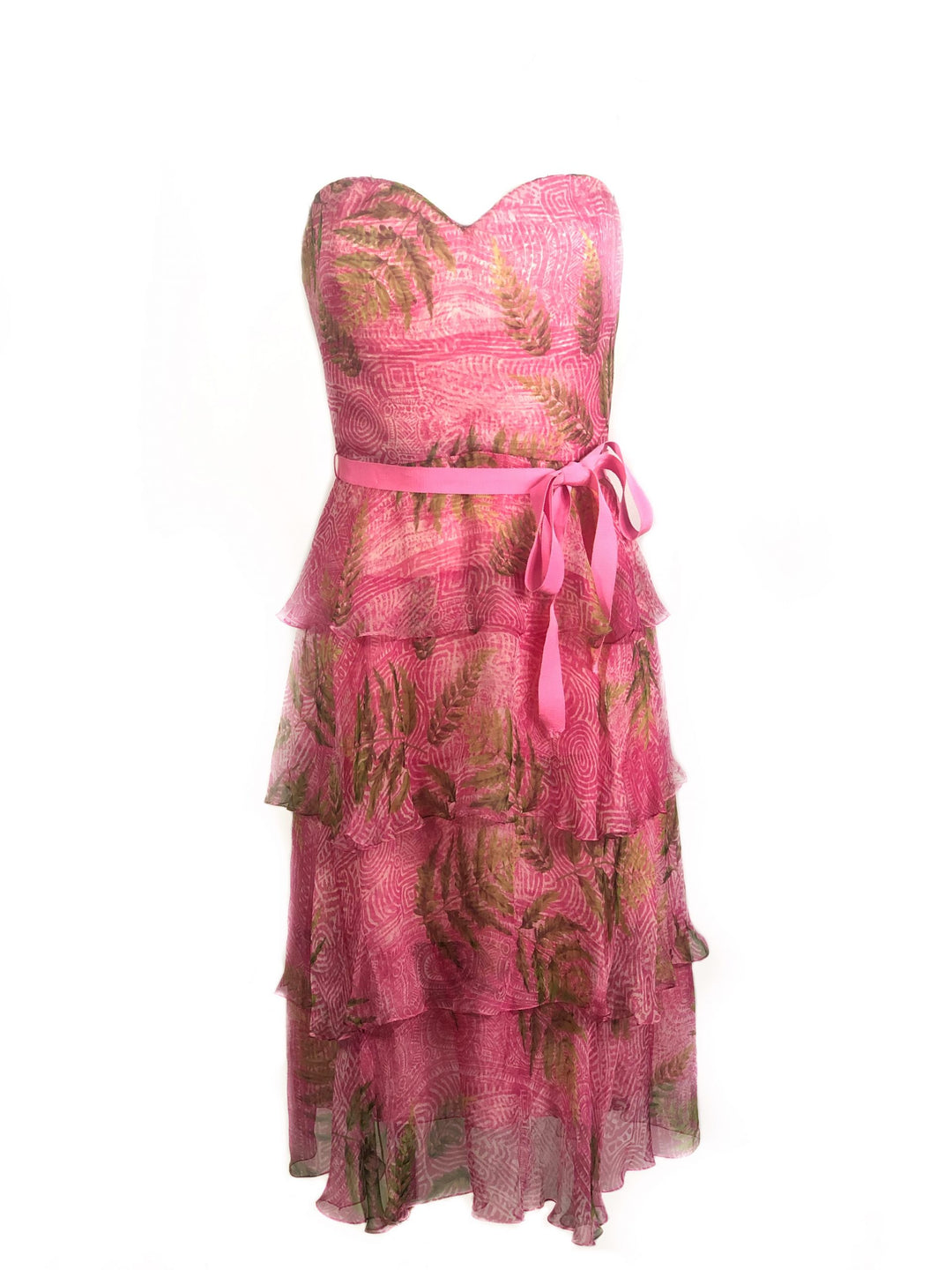 OSCAR DE LA RENTA Pink Sleeveless Midi Dress w/ Belt Size 6 Nadine Krakov Collection OSCAR DE LA RENTA Pink Sleeveless Midi Dress w/ Belt Size 6 Nadine Krakov Collection