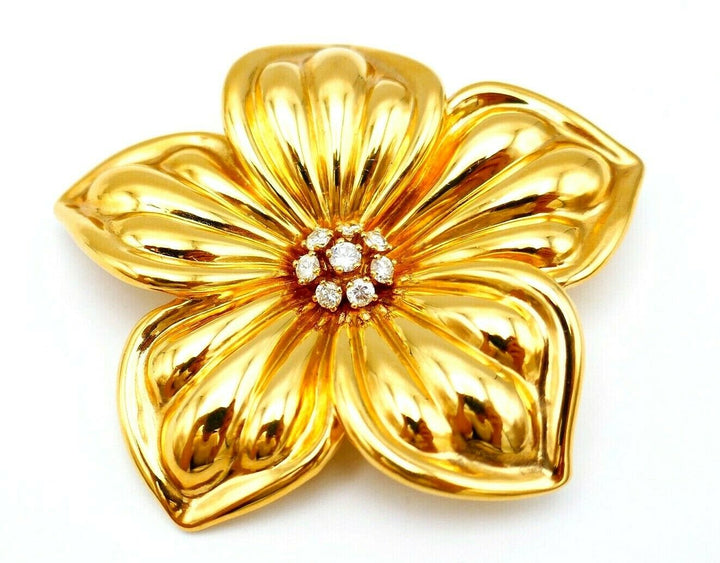 Van Cleef & Arpels Yellow Gold Diamond Large Magnolia Brooch