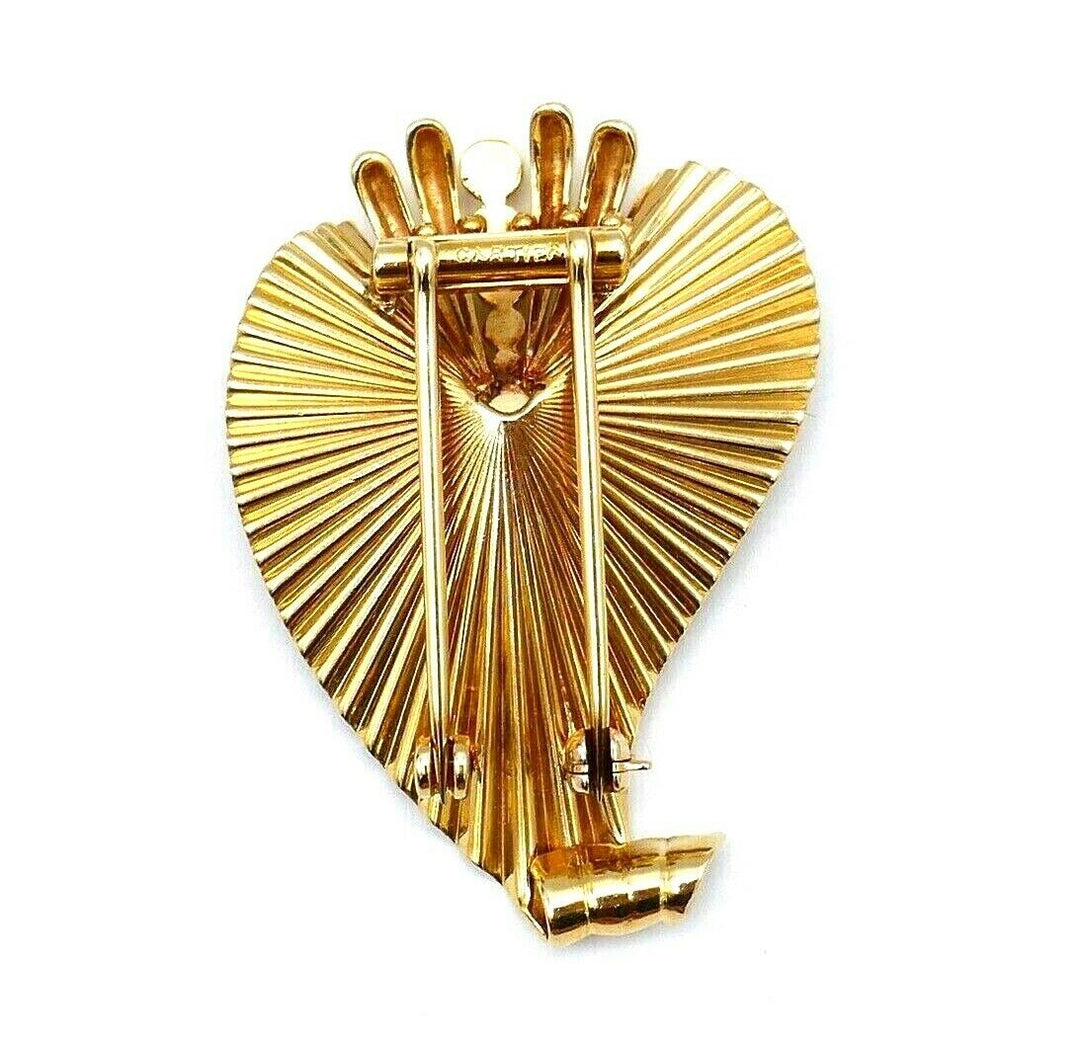 Cartier Retro 14k Yellow Gold Leaf Brooch